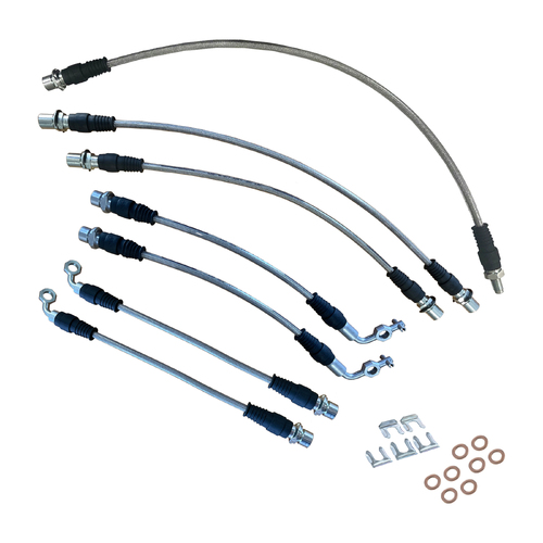 ATI EXTENDED BRAIDED BRAKE LINE KIT - 7 LINE - TOYOTA LANDCRUISER 76 78 79 SERIES ABS